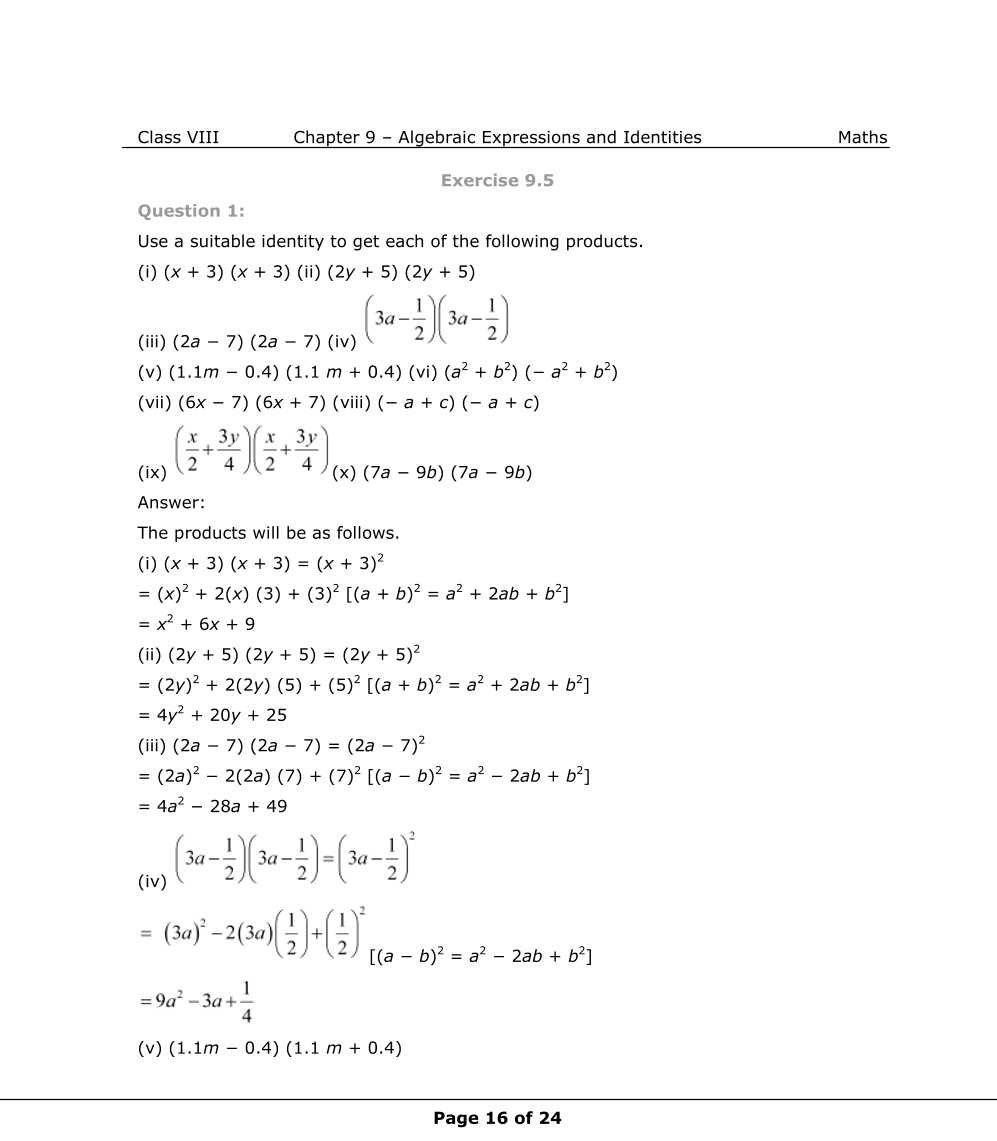 NCERT Solutions For Class 8 Maths Chapter 9