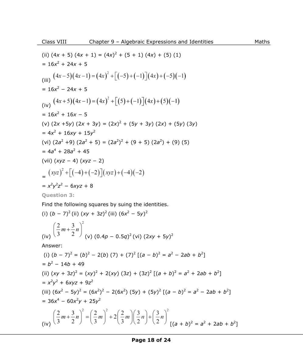 NCERT Solutions For Class 8 Maths Chapter 9