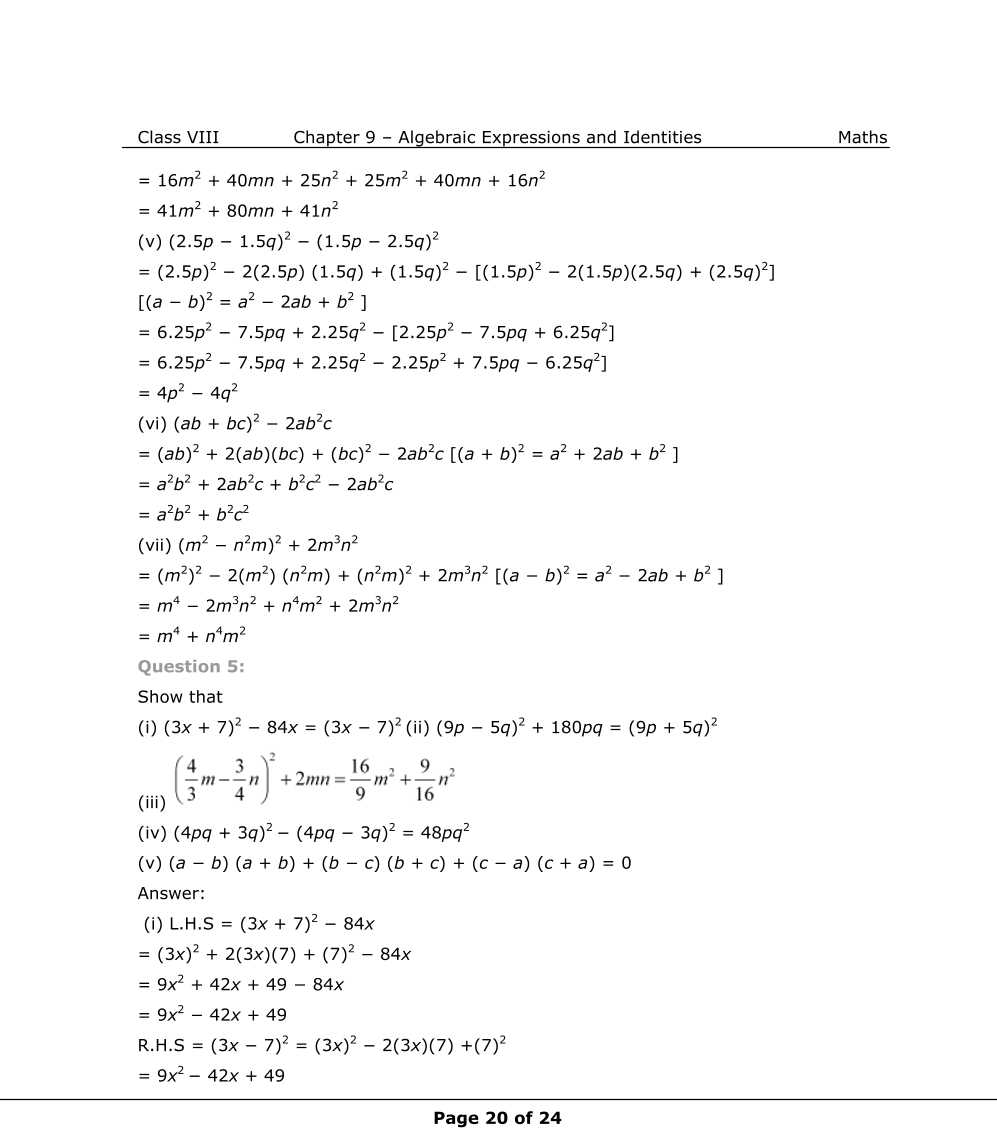 NCERT Solutions For Class 8 Maths Chapter 9