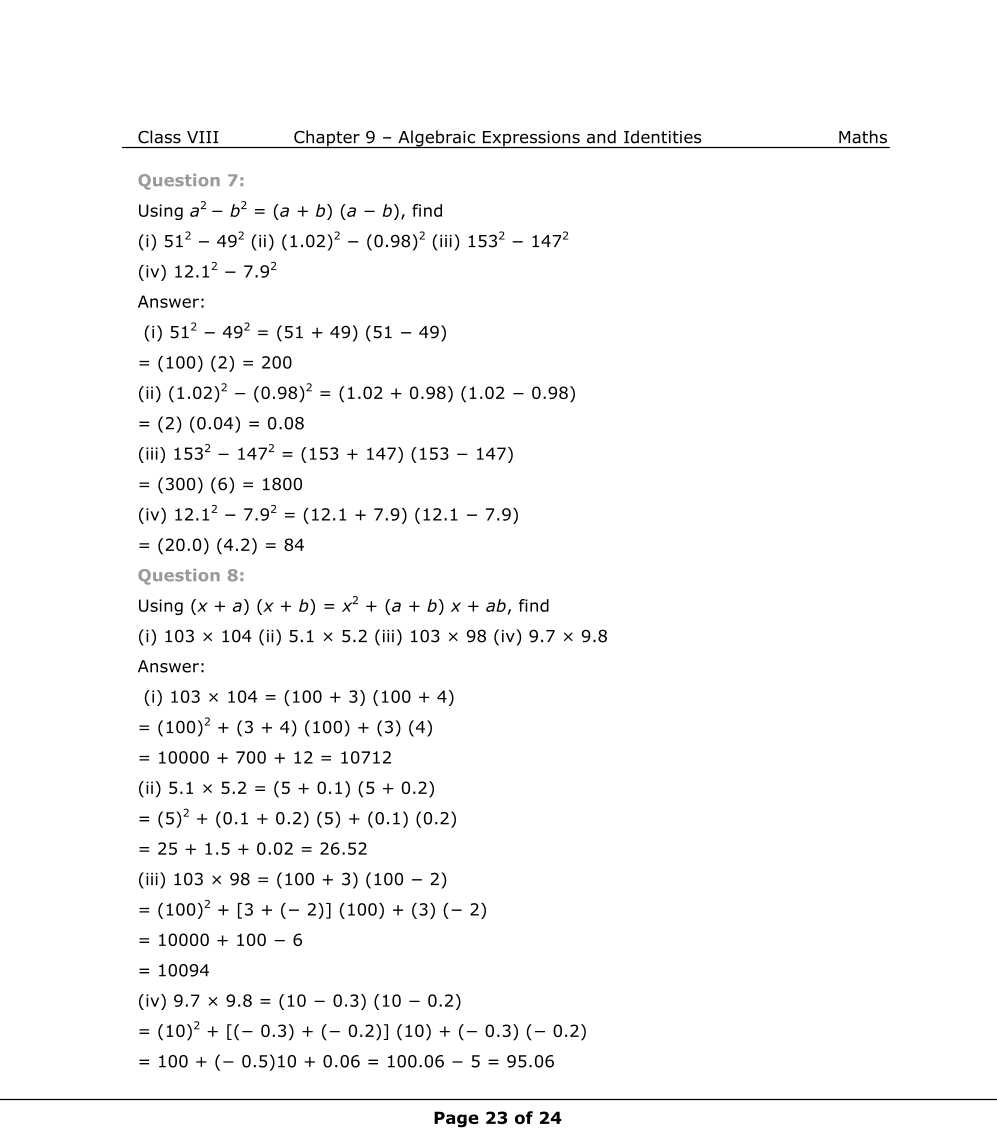 NCERT Solutions For Class 8 Maths Chapter 9