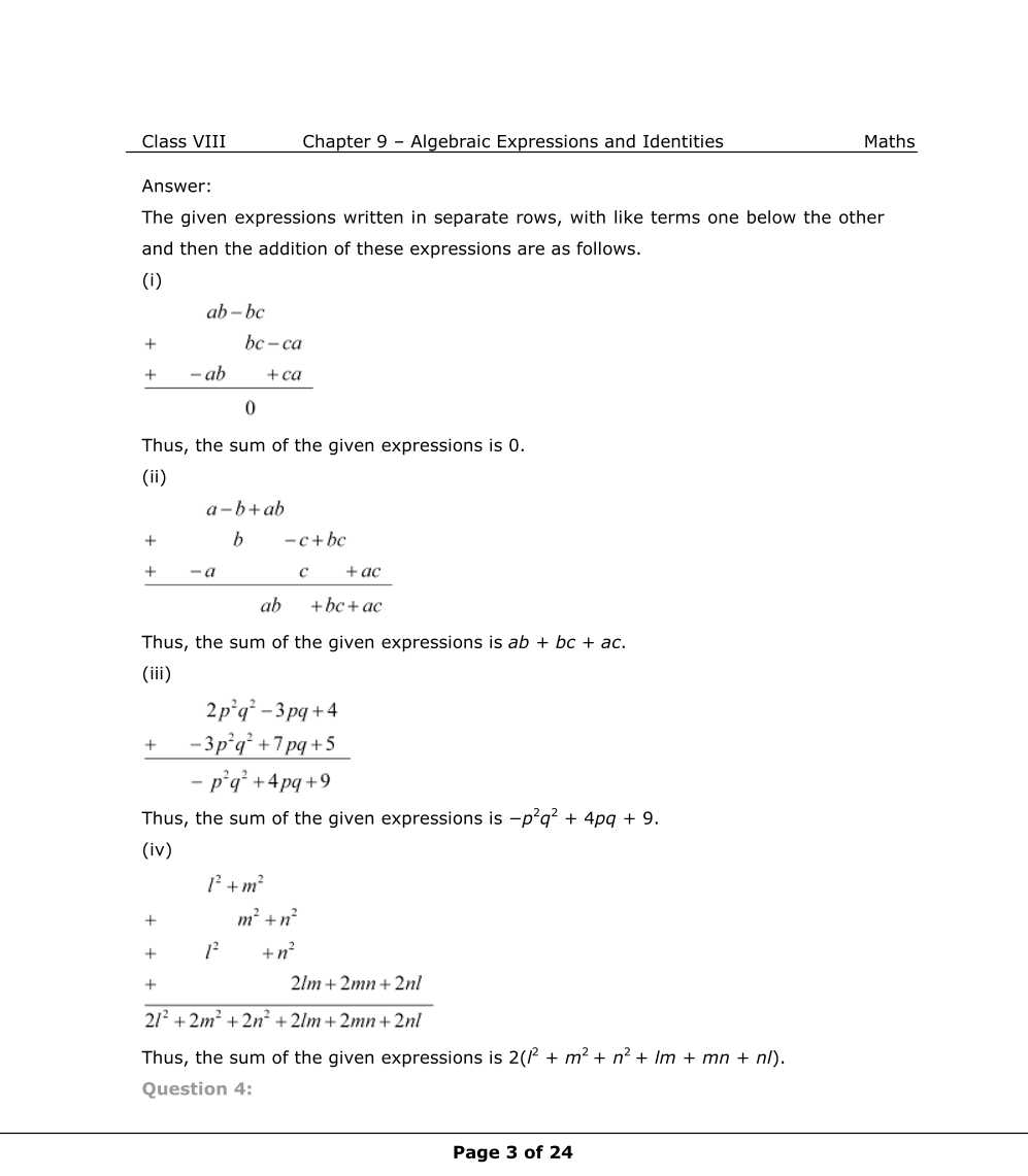 NCERT Solutions For Class 8 Maths Chapter 9