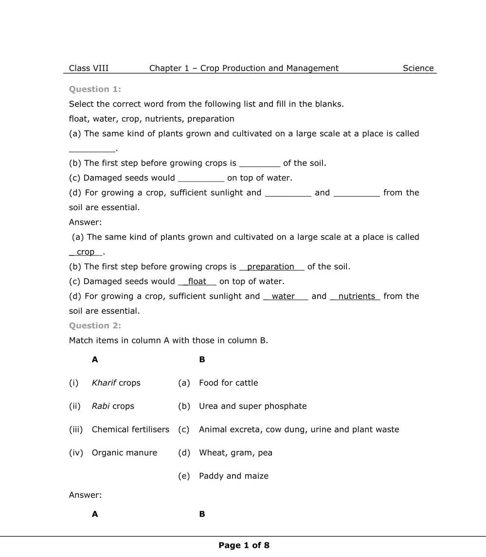 NCERT Solutions For Class 8 Science Chapter 1 