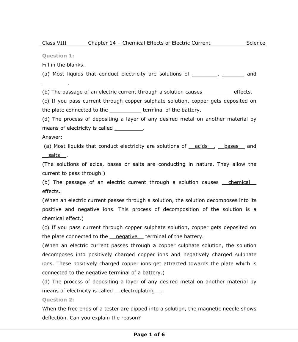 NCERT Solutions For Class 8 Science Chapter 14 