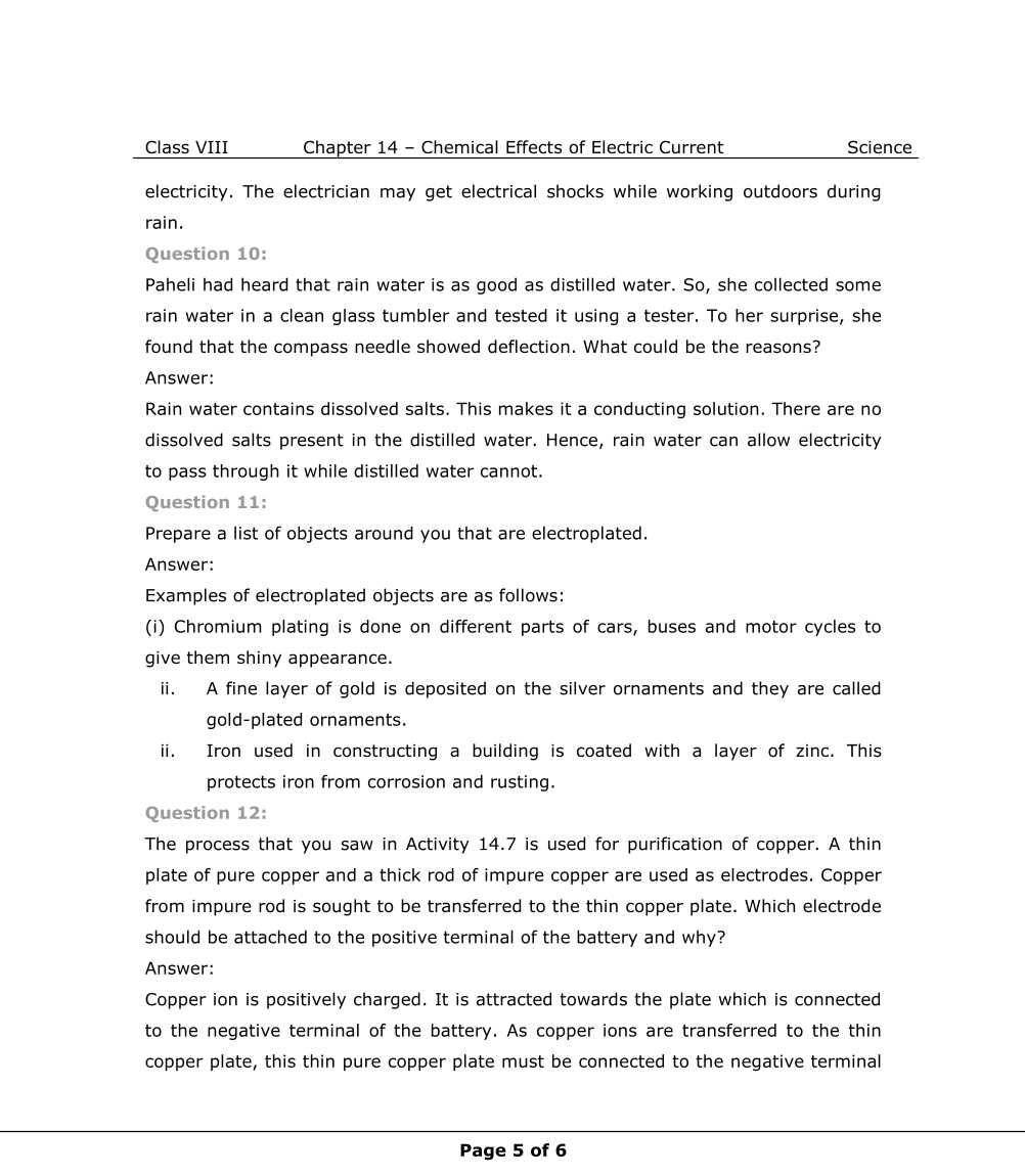 NCERT Solutions For Class 8 Science Chapter 14 