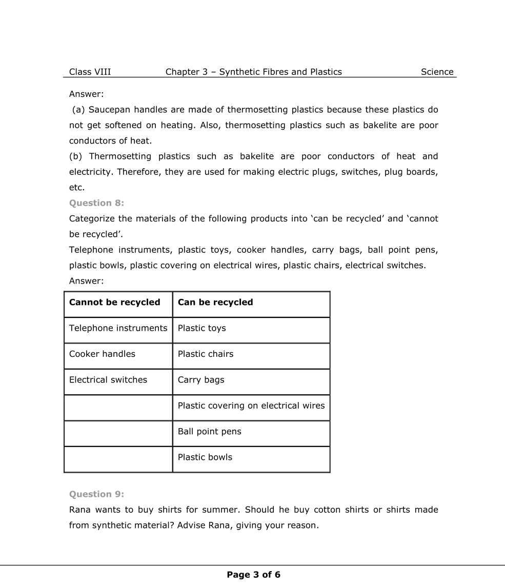 NCERT Solutions For Class 8 Science Chapter 3 