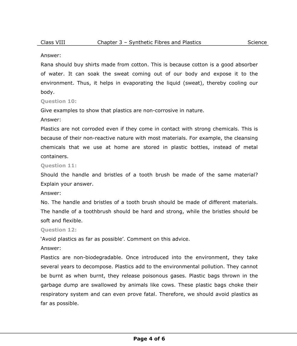 NCERT Solutions For Class 8 Science Chapter 3 