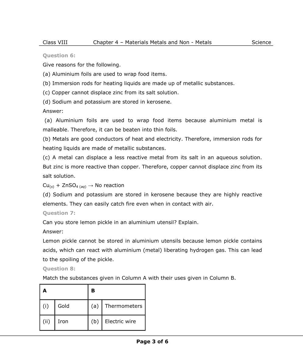 NCERT Solutions For Class 8 Science Chapter 4 