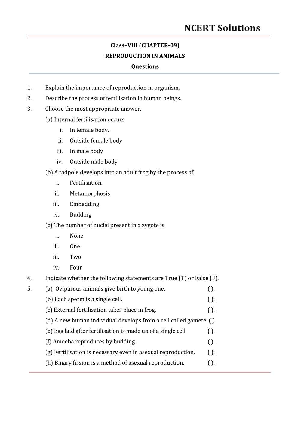 NCERT Solutions For Class 8 Science Chapter 9 