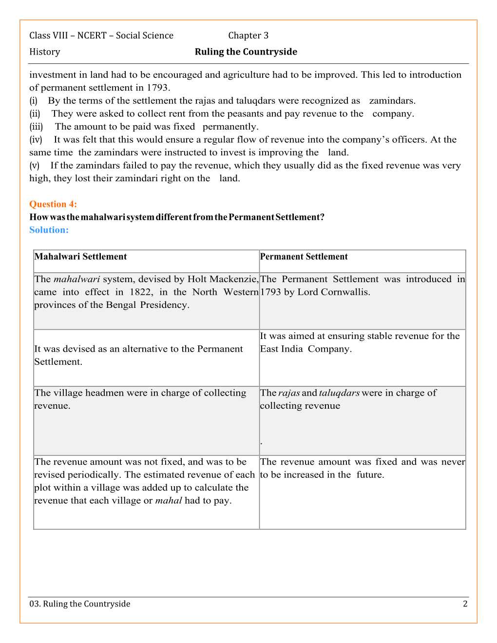 NCERT Solutions For Class 8 Social Science Our Pasts 3 Chapter 3