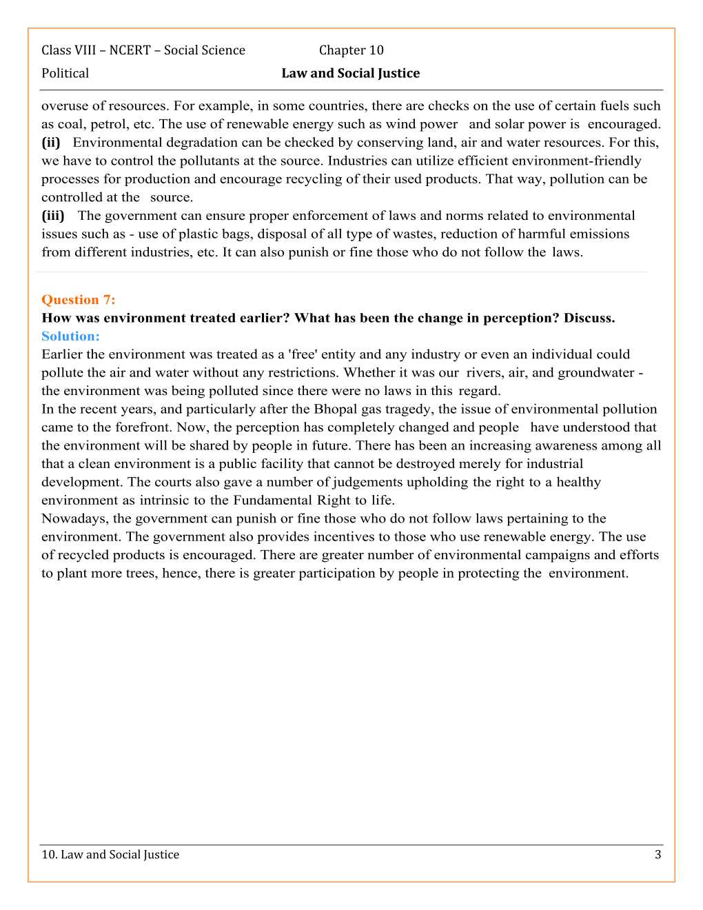 NCERT Solutions For Class 8 Social Science Social and Political Life Chapter 10