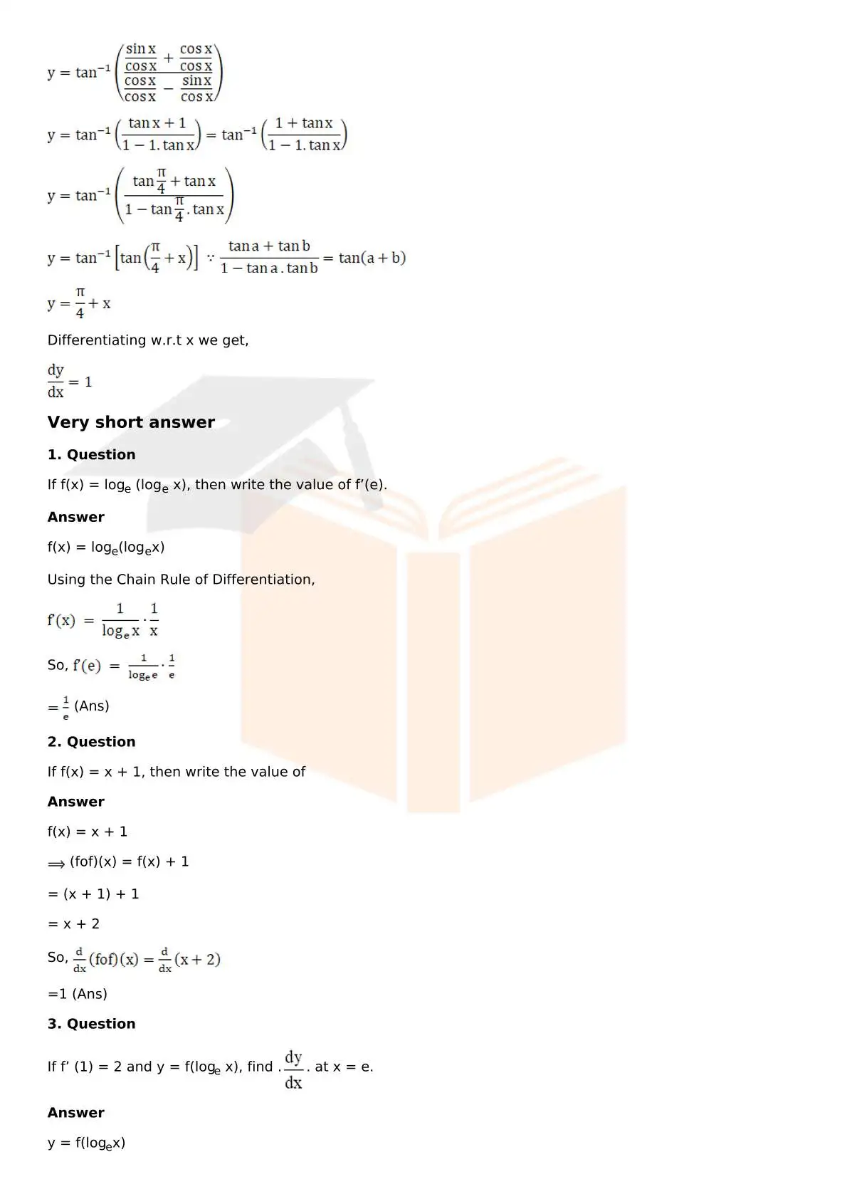 RD Sharma Solutions For Class 12 Maths Chapter 11 Differentiation