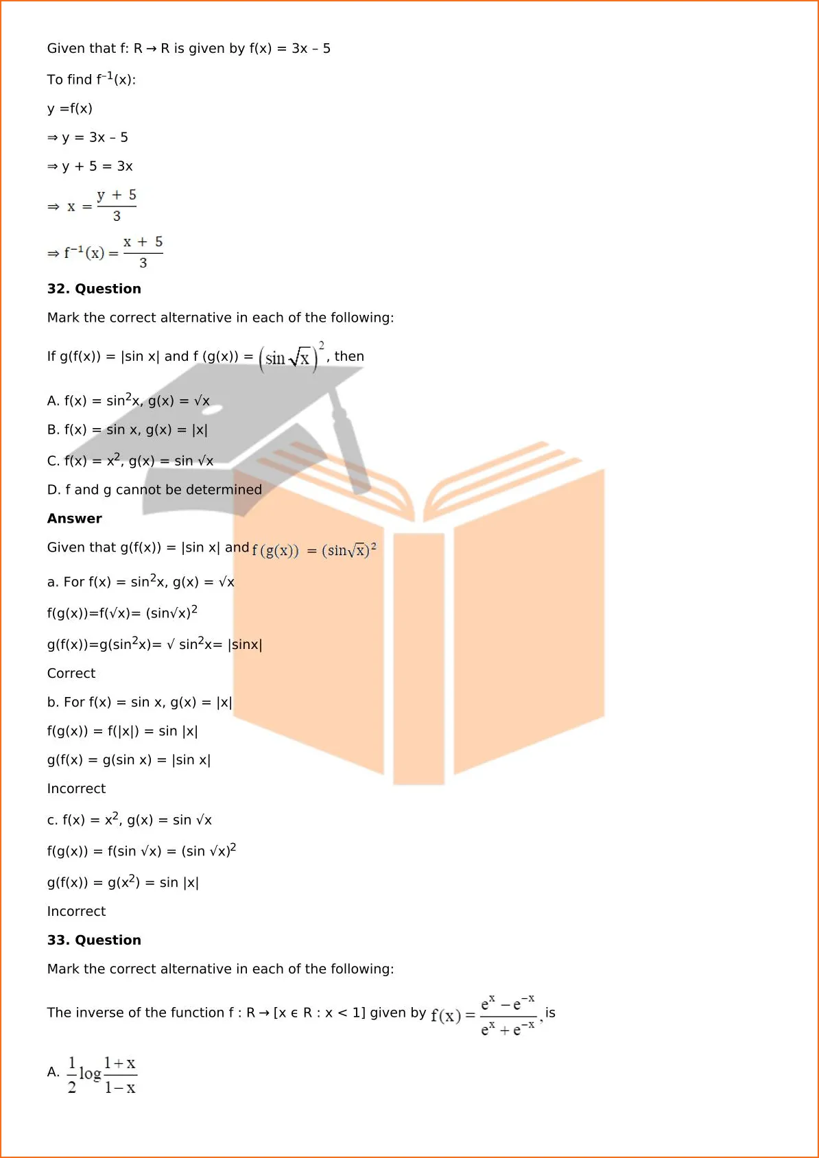 RD Sharma Solutions For Class 12 Maths Chapter 2 Functions