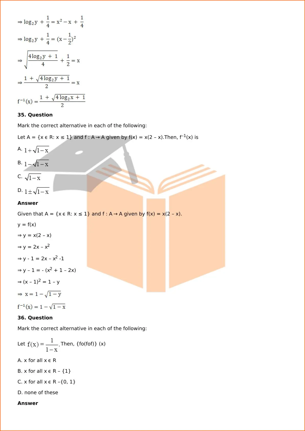 RD Sharma Solutions For Class 12 Maths Chapter 2 Functions