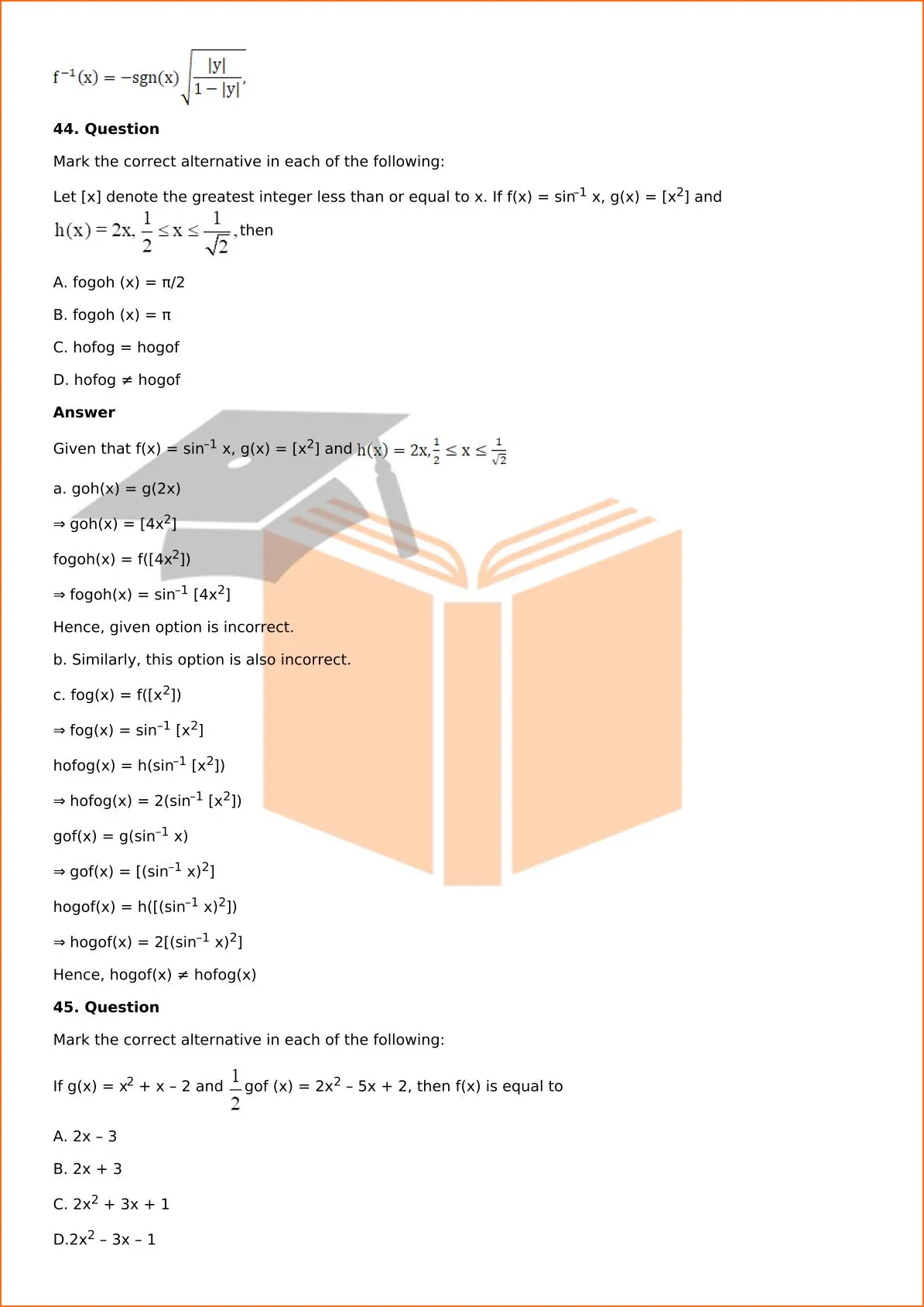 RD Sharma Solutions For Class 12 Maths Chapter 2 Functions