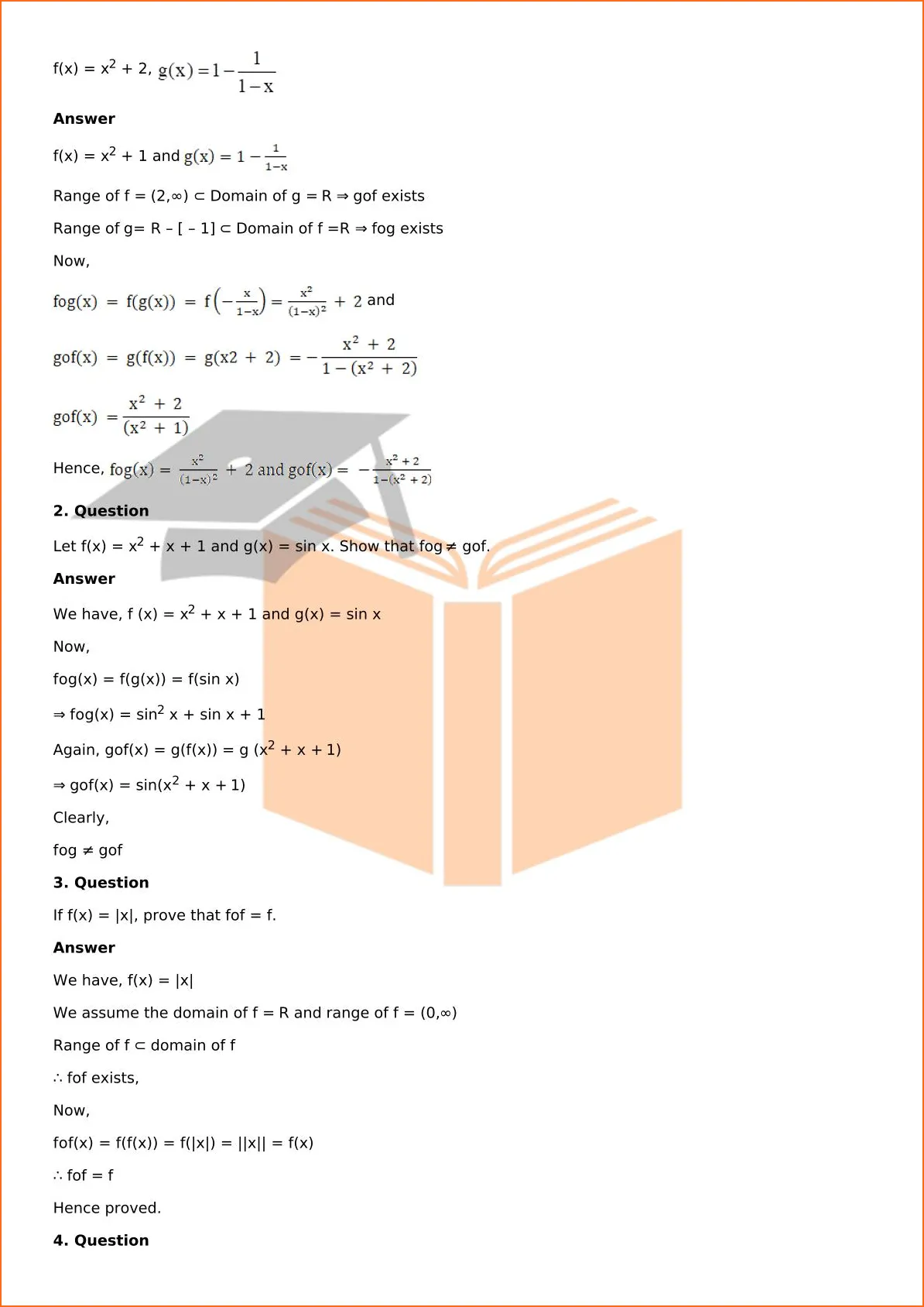 RD Sharma Solutions For Class 12 Maths Chapter 2 Functions