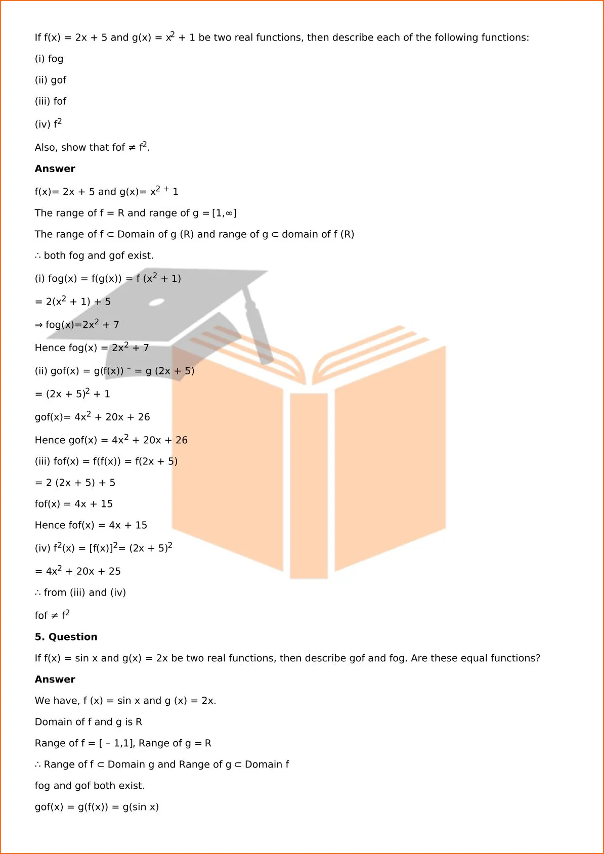 RD Sharma Solutions For Class 12 Maths Chapter 2 Functions