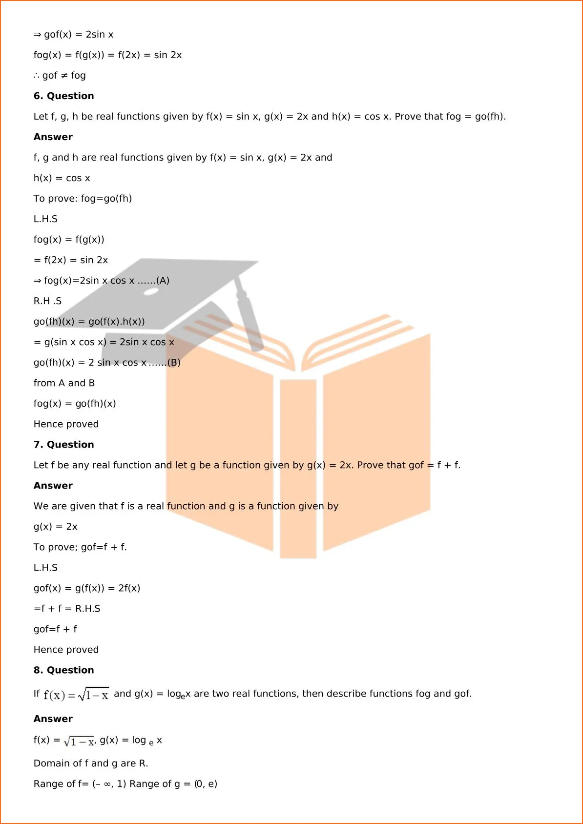 RD Sharma Solutions For Class 12 Maths Chapter 2 Functions