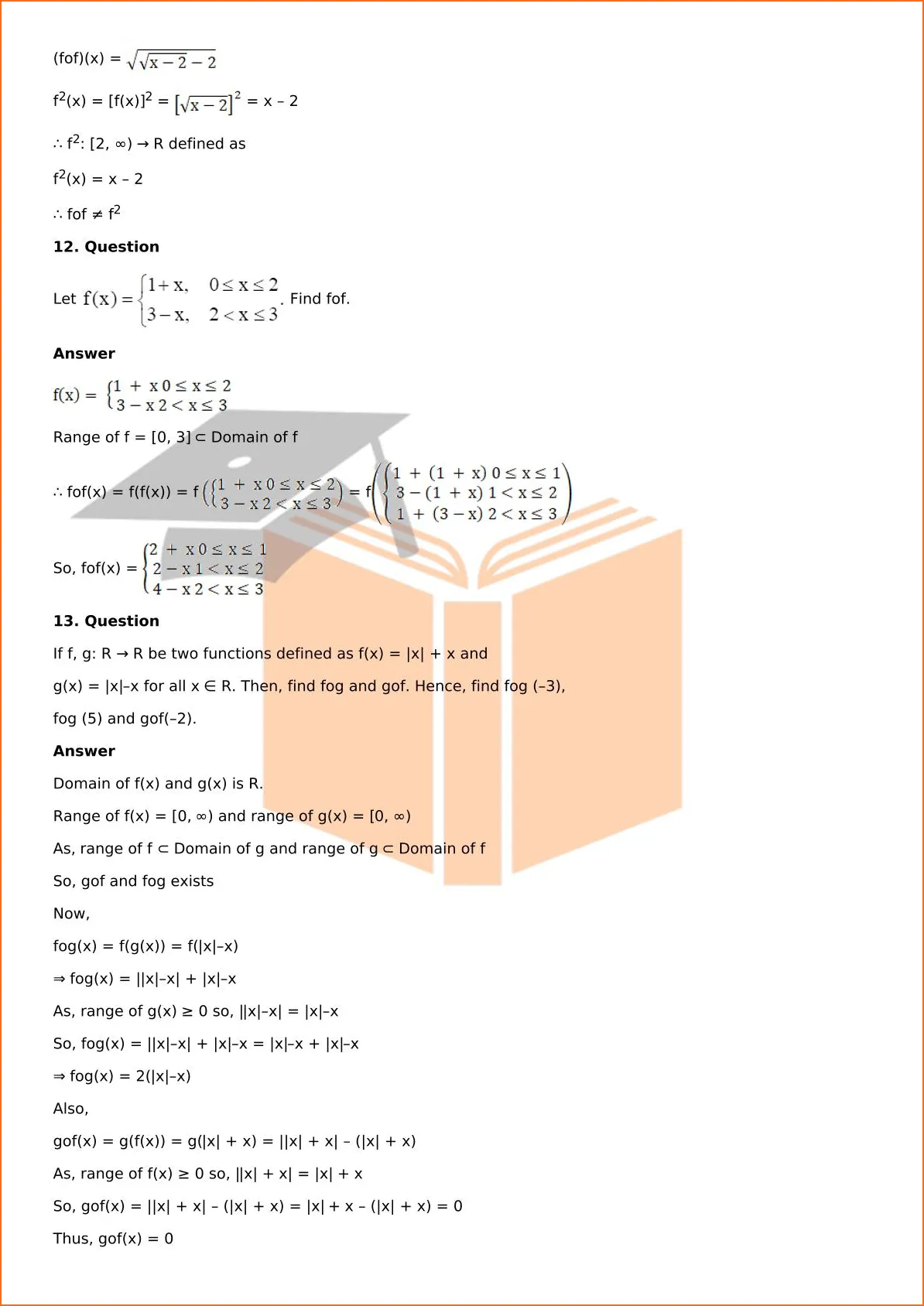 RD Sharma Solutions For Class 12 Maths Chapter 2 Functions