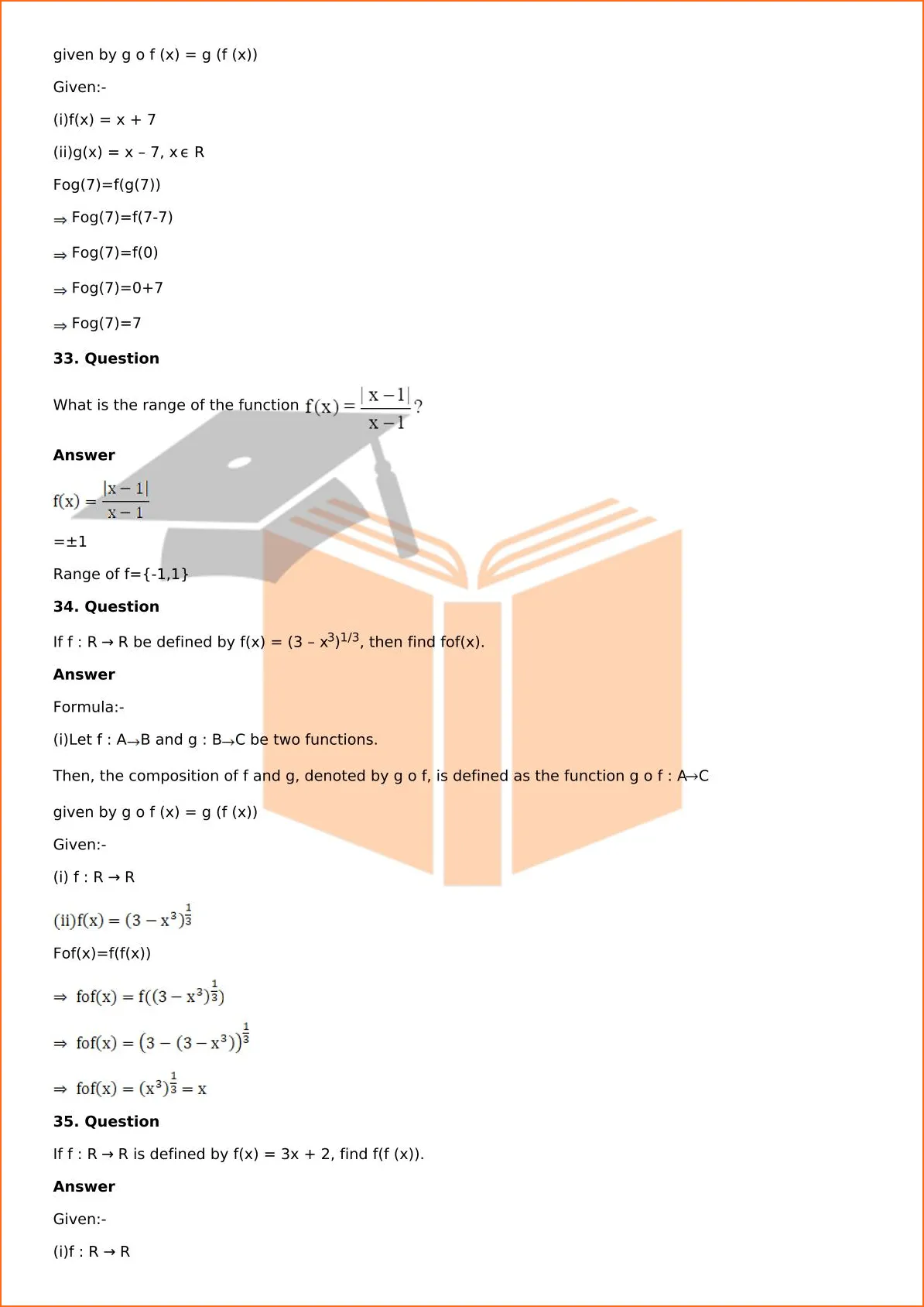 RD Sharma Solutions For Class 12 Maths Chapter 2 Functions