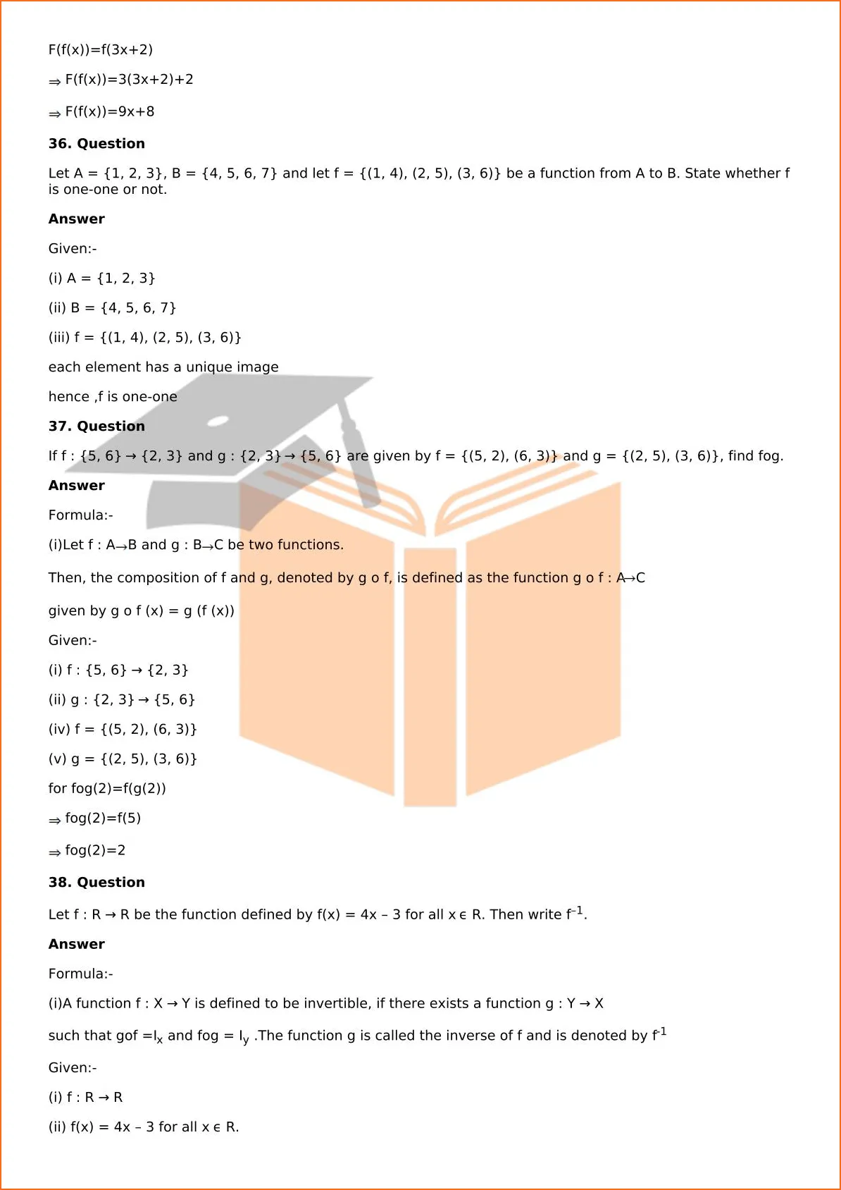 RD Sharma Solutions For Class 12 Maths Chapter 2 Functions