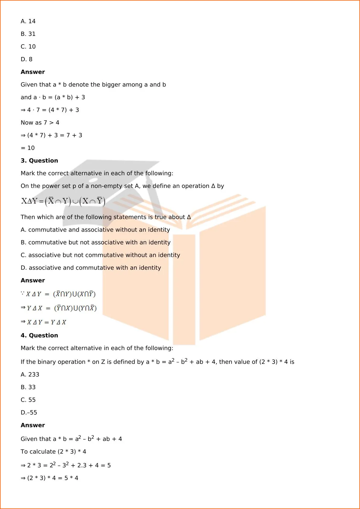 RD Sharma Solutions For Class 12 Maths Chapter 3 Binary Operations