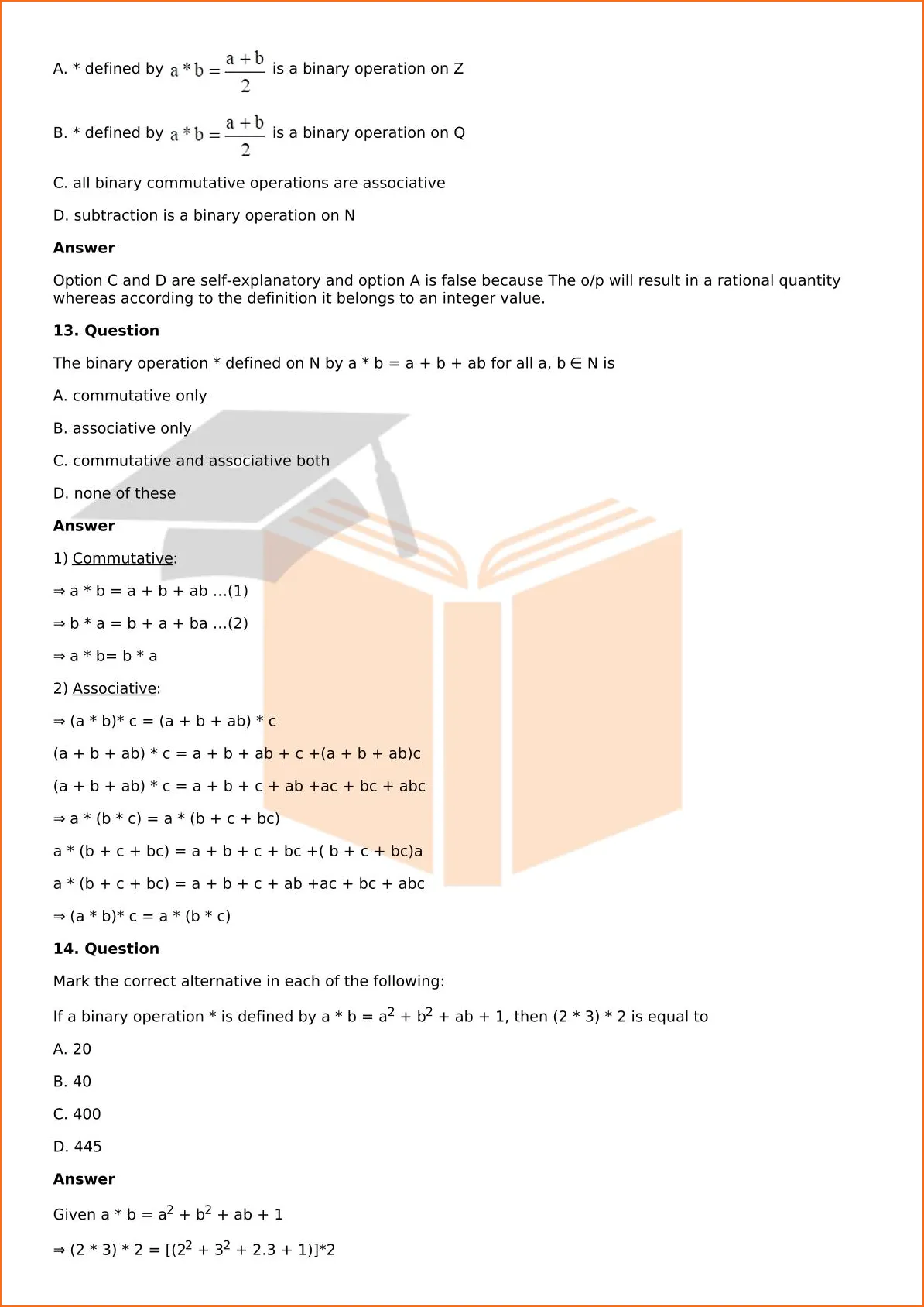 RD Sharma Solutions For Class 12 Maths Chapter 3 Binary Operations