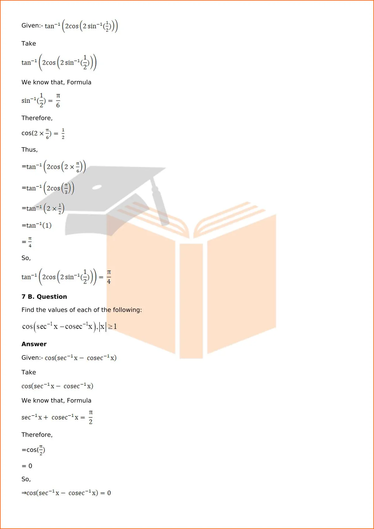 RD Sharma Solutions For Class 12 Maths Chapter 4 Inverse Trigonometric Functions