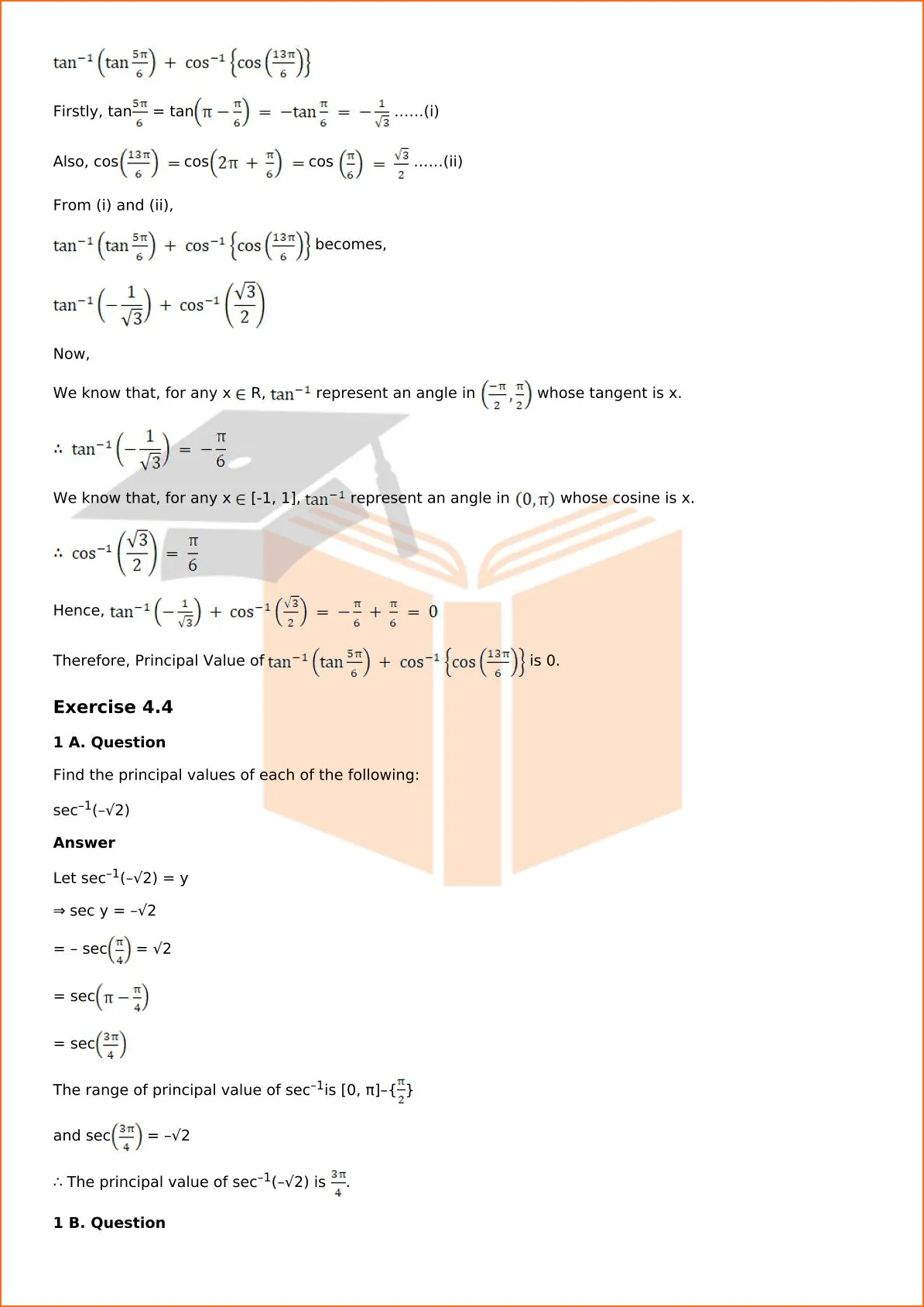 RD Sharma Solutions For Class 12 Maths Chapter 4 Inverse Trigonometric Functions