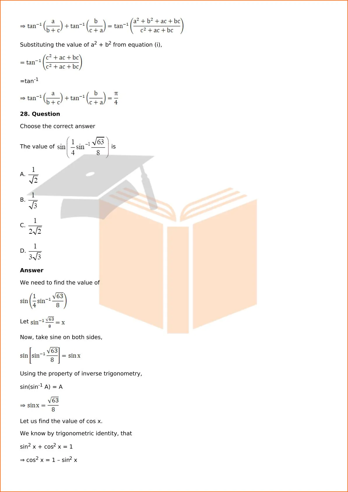 RD Sharma Solutions For Class 12 Maths Chapter 4 Inverse Trigonometric Functions