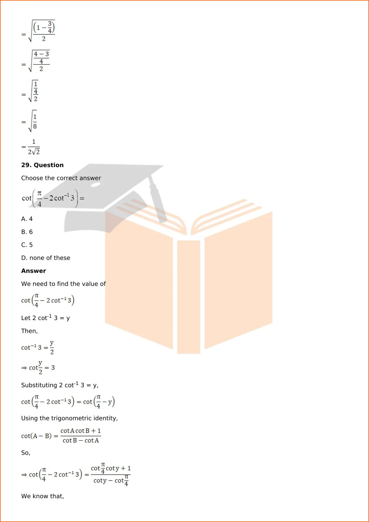 RD Sharma Solutions For Class 12 Maths Chapter 4 Inverse Trigonometric Functions