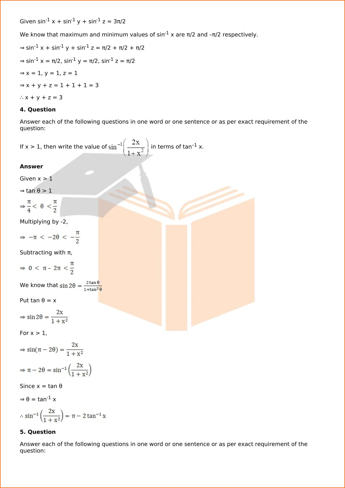 RD Sharma Solutions For Class 12 Maths Chapter 4 Inverse Trigonometric Functions