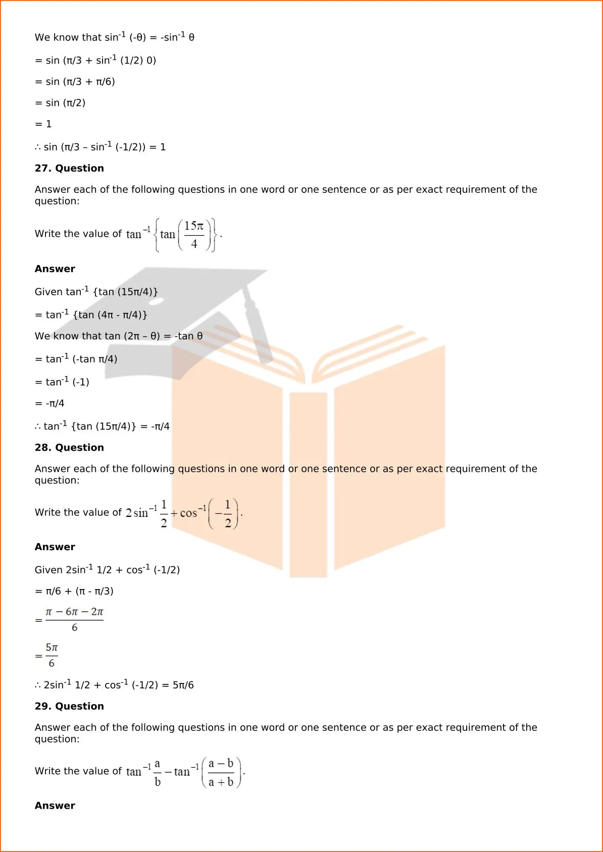 RD Sharma Solutions For Class 12 Maths Chapter 4 Inverse Trigonometric Functions