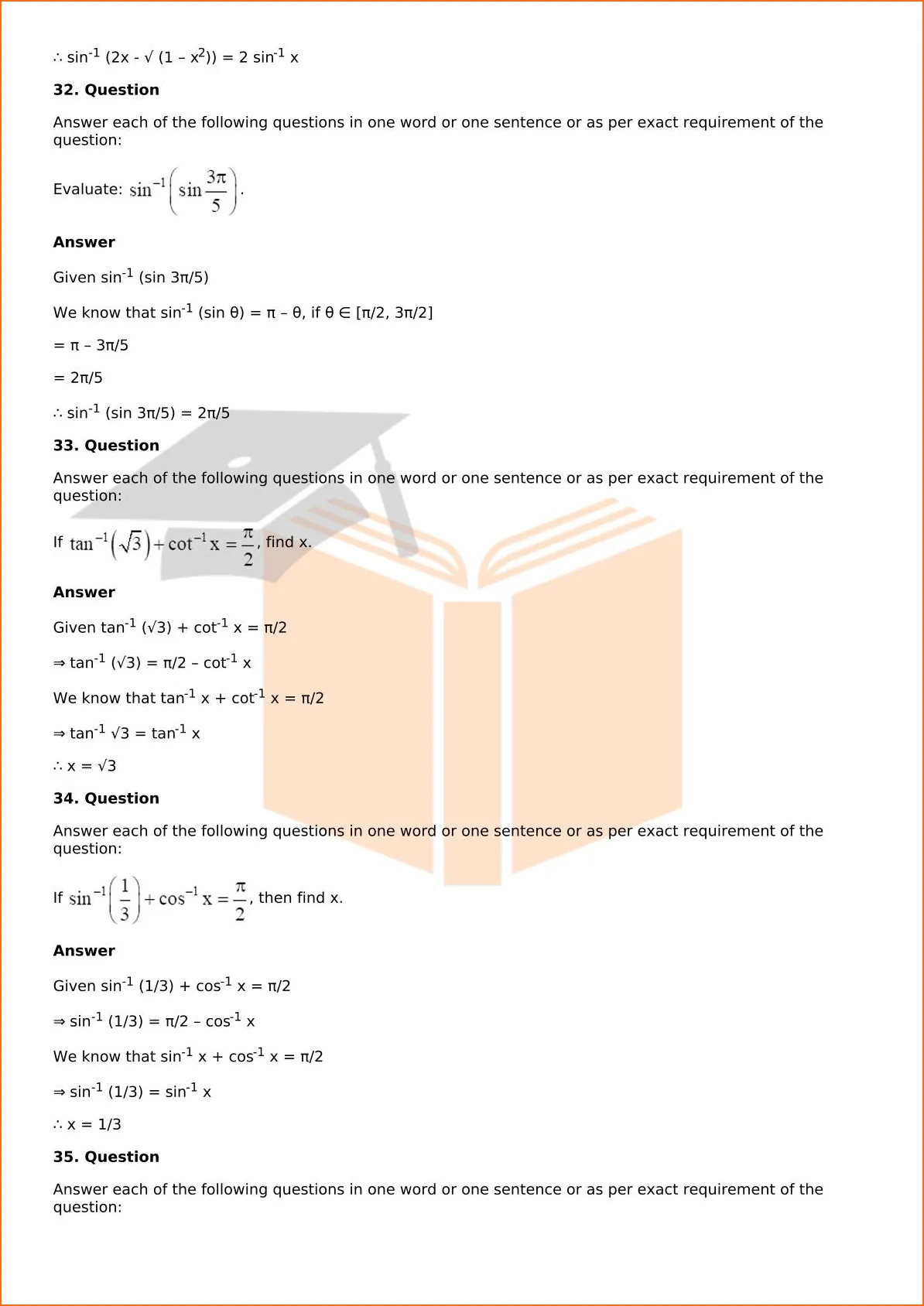 RD Sharma Solutions For Class 12 Maths Chapter 4 Inverse Trigonometric Functions