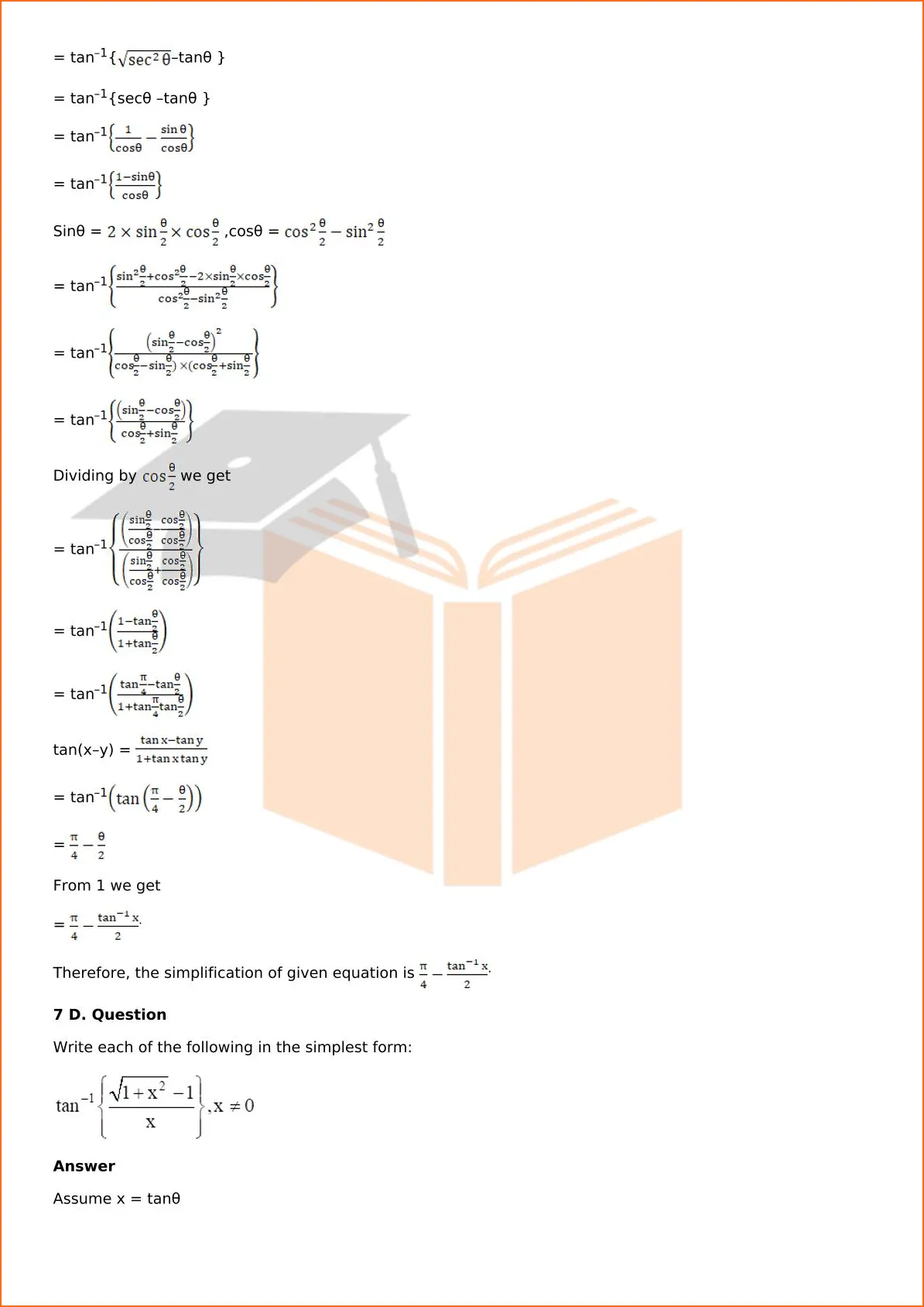 RD Sharma Solutions For Class 12 Maths Chapter 4 Inverse Trigonometric Functions