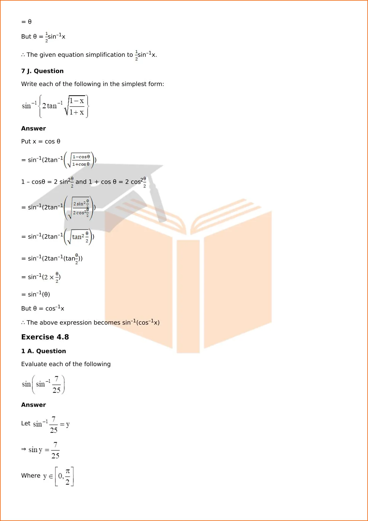 RD Sharma Solutions For Class 12 Maths Chapter 4 Inverse Trigonometric Functions