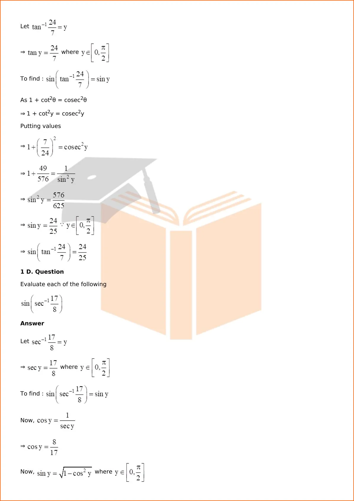 RD Sharma Solutions For Class 12 Maths Chapter 4 Inverse Trigonometric Functions