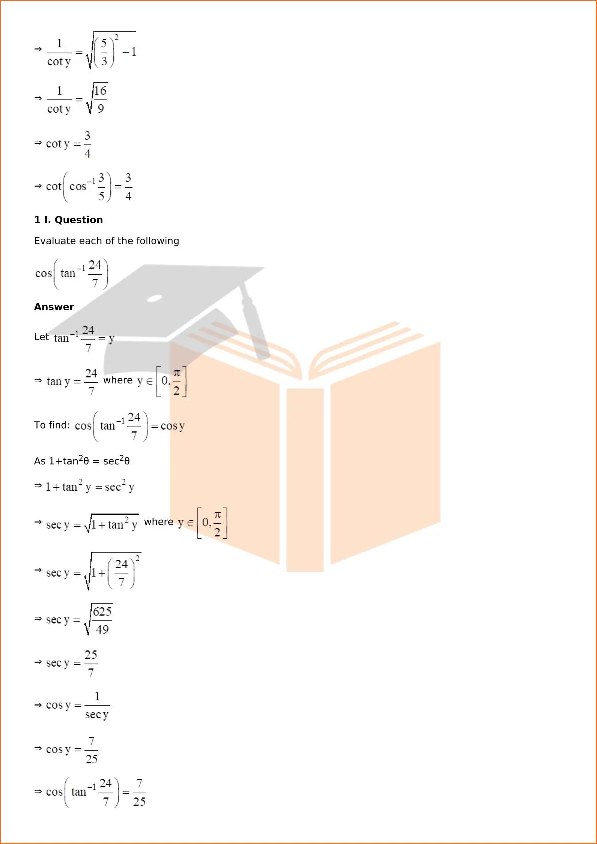 RD Sharma Solutions For Class 12 Maths Chapter 4 Inverse Trigonometric Functions