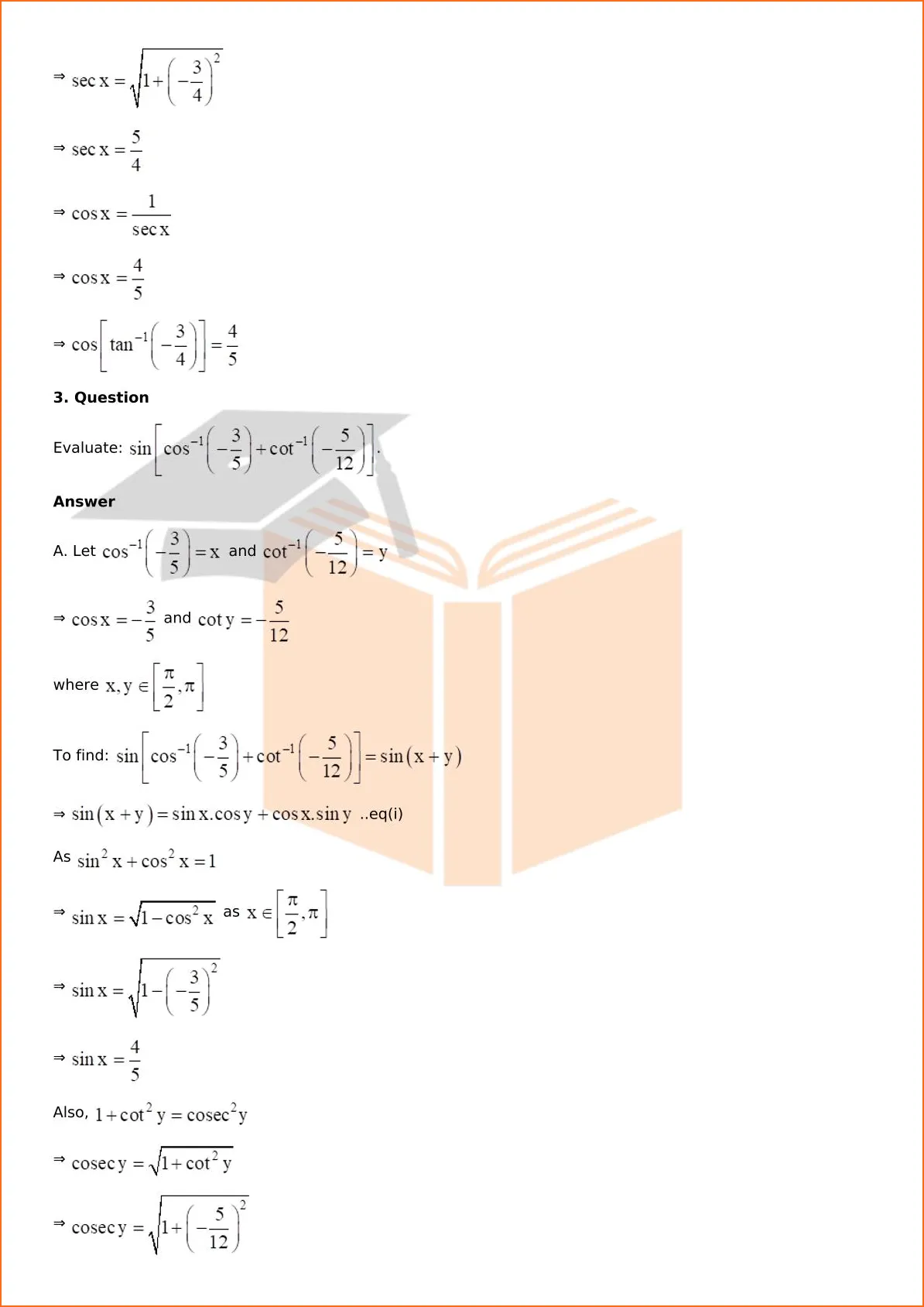 RD Sharma Solutions For Class 12 Maths Chapter 4 Inverse Trigonometric Functions