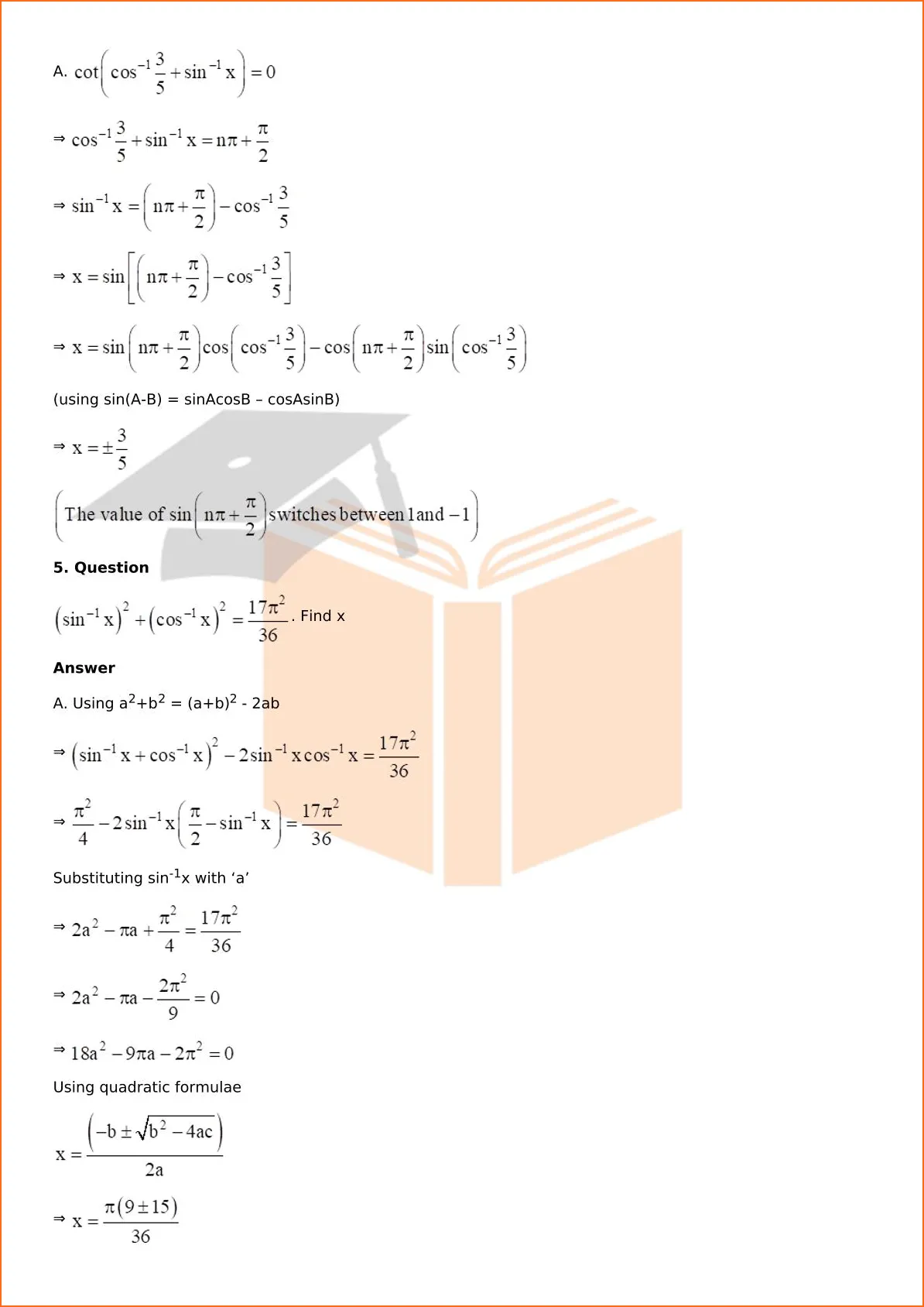 RD Sharma Solutions For Class 12 Maths Chapter 4 Inverse Trigonometric Functions