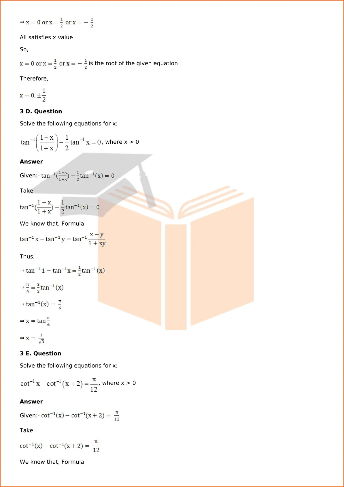 RD Sharma Solutions For Class 12 Maths Chapter 4 Inverse Trigonometric Functions