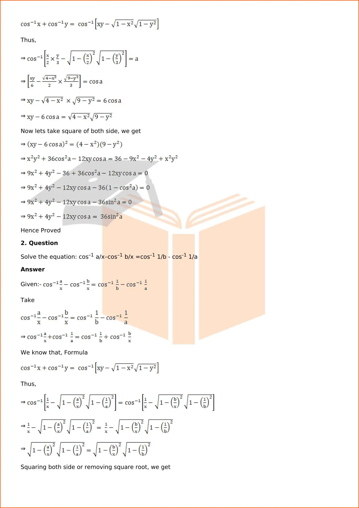 RD Sharma Solutions For Class 12 Maths Chapter 4 Inverse Trigonometric Functions