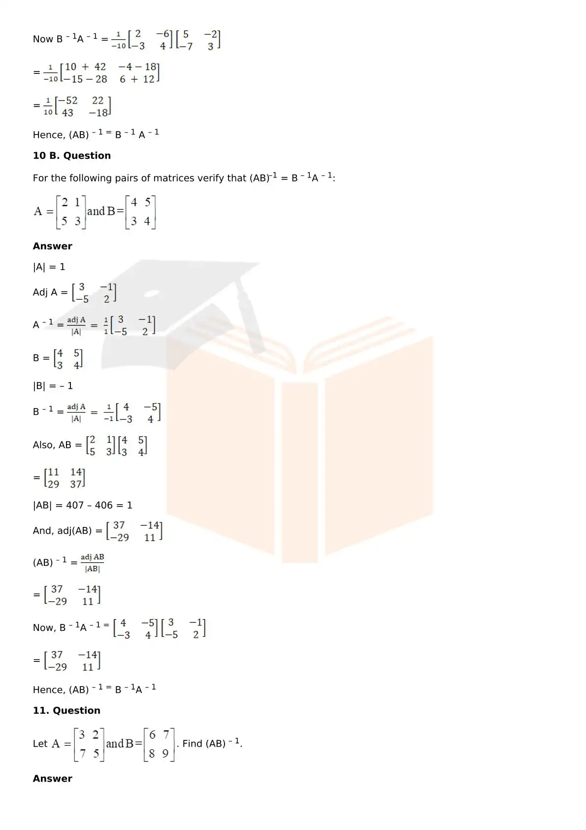 RD Sharma Solutions For Class 12 Maths Chapter 7 Adjoint And Inverse Of A Matrix