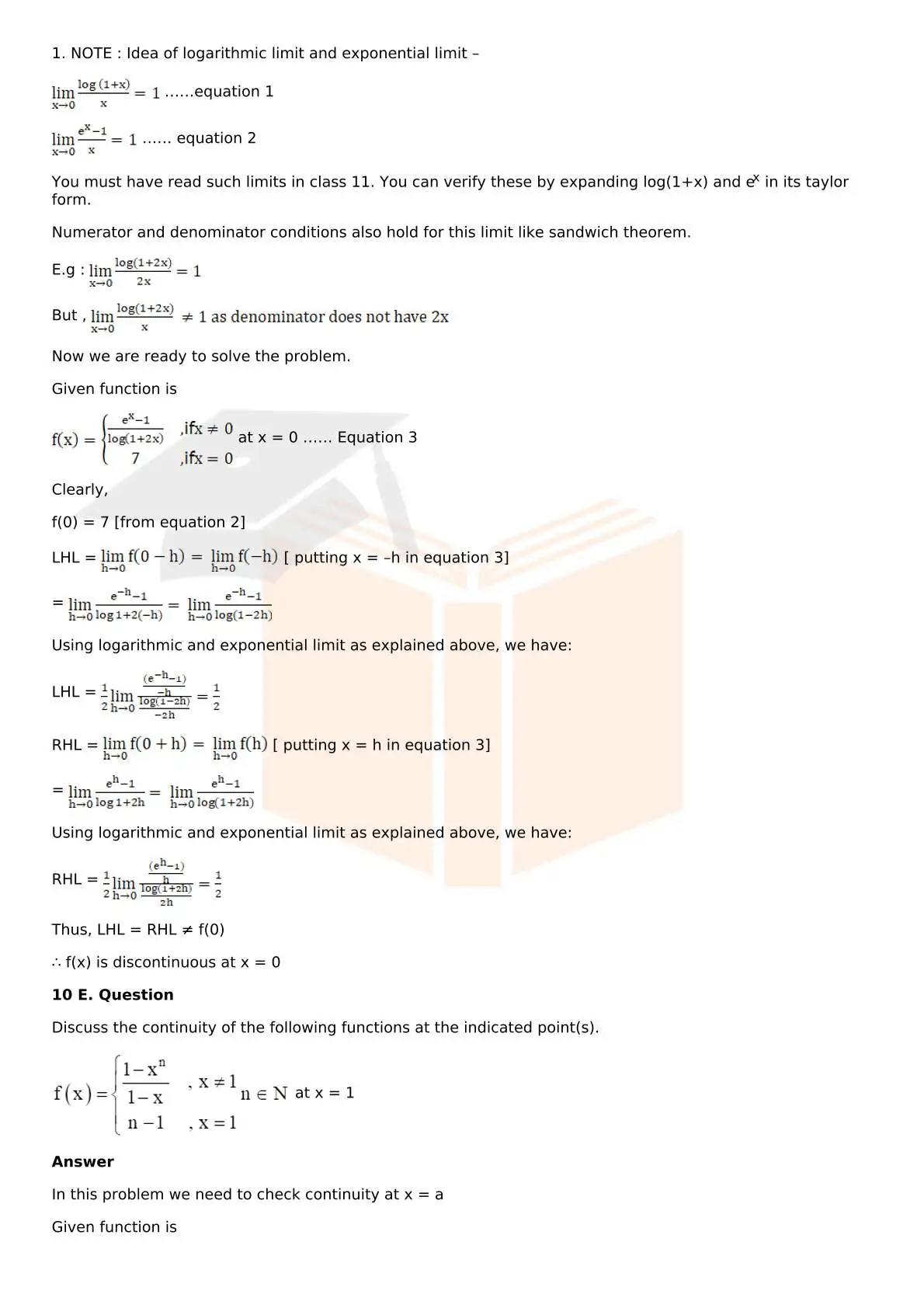 RD Sharma Solutions For Class 12 Maths Chapter 9 Continuity