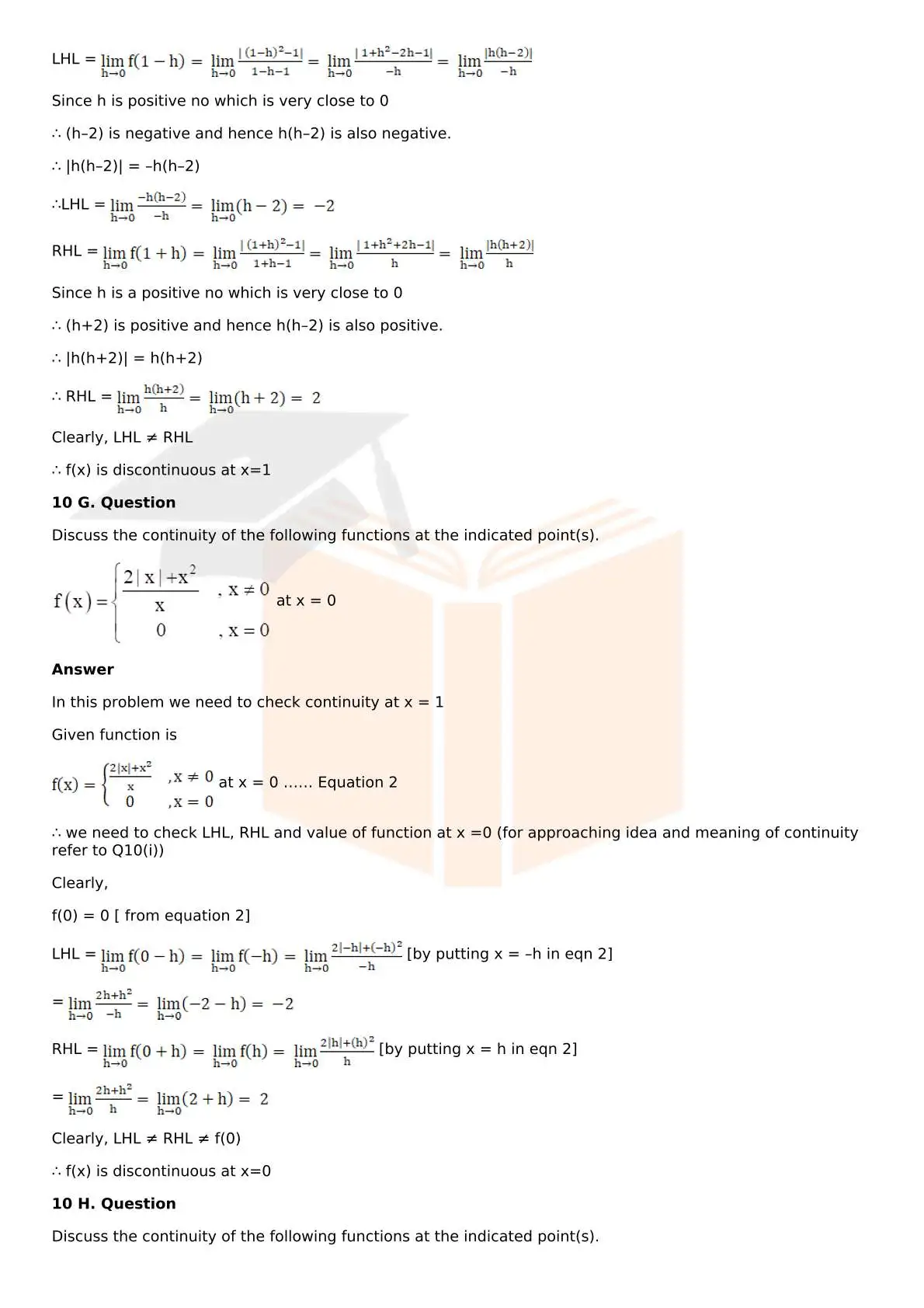 RD Sharma Solutions For Class 12 Maths Chapter 9 Continuity