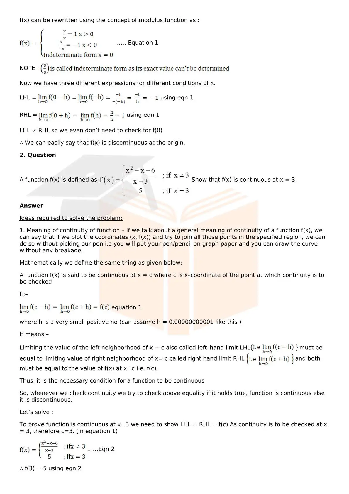 RD Sharma Solutions For Class 12 Maths Chapter 9 Continuity