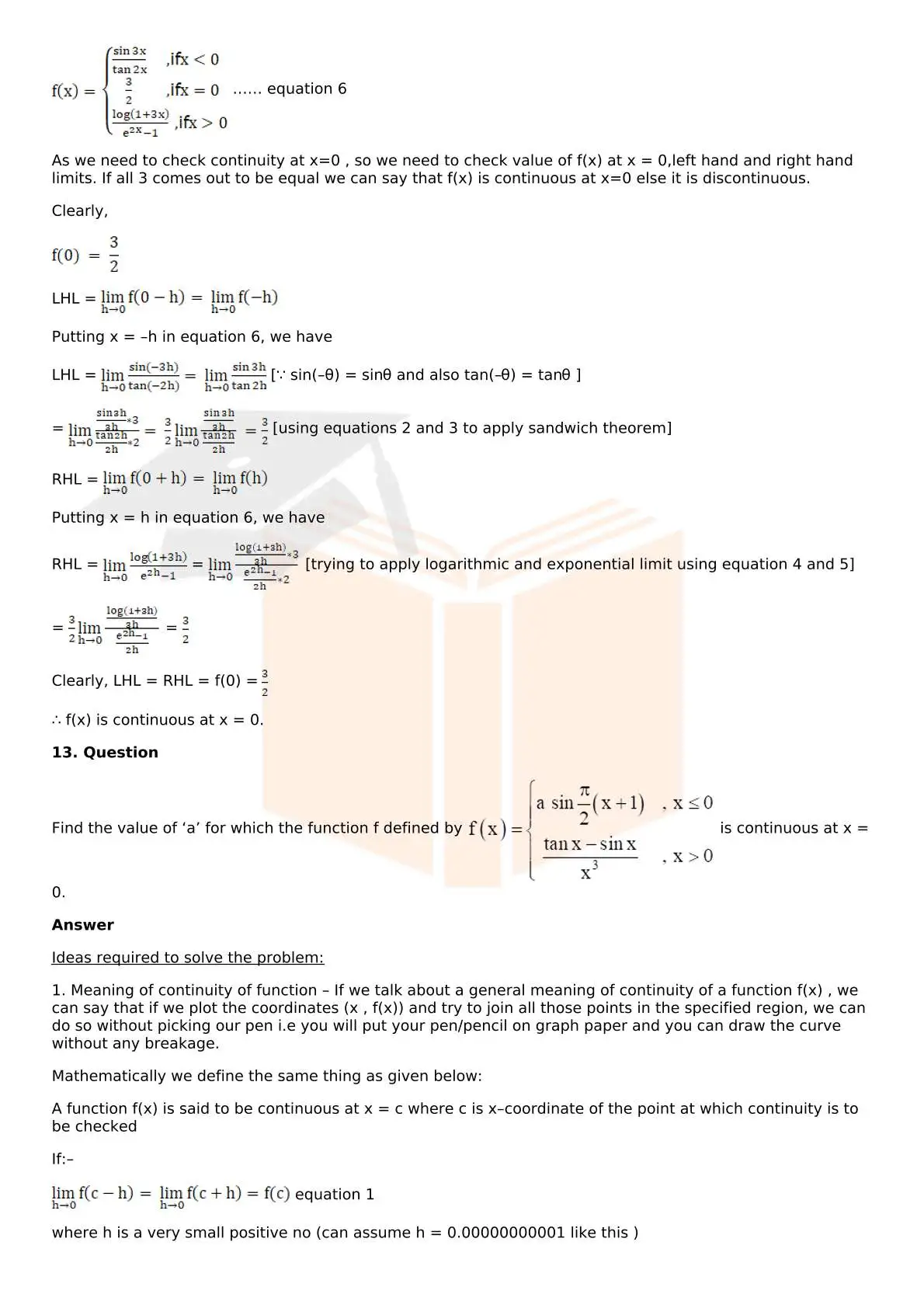 RD Sharma Solutions For Class 12 Maths Chapter 9 Continuity