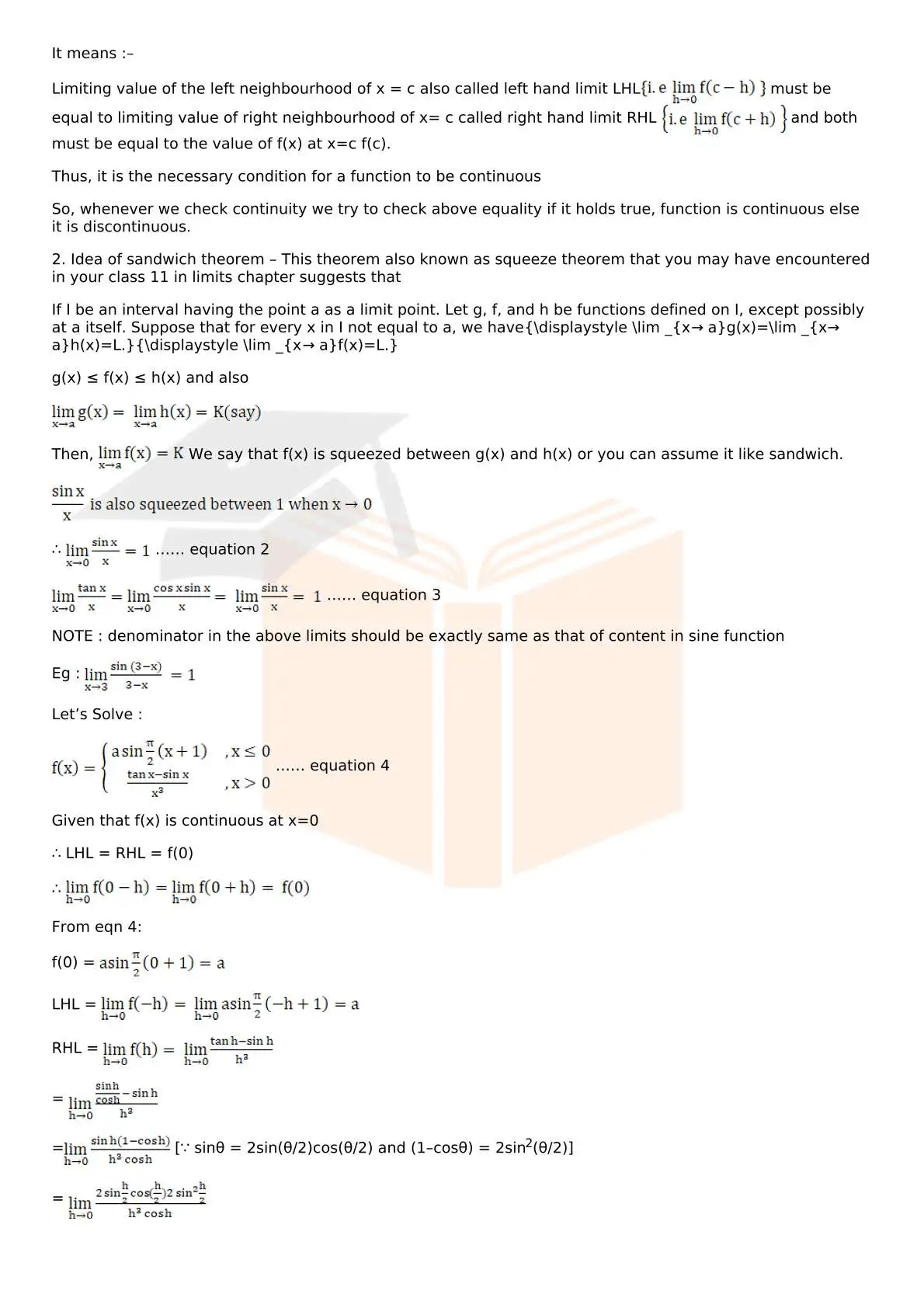 RD Sharma Solutions For Class 12 Maths Chapter 9 Continuity