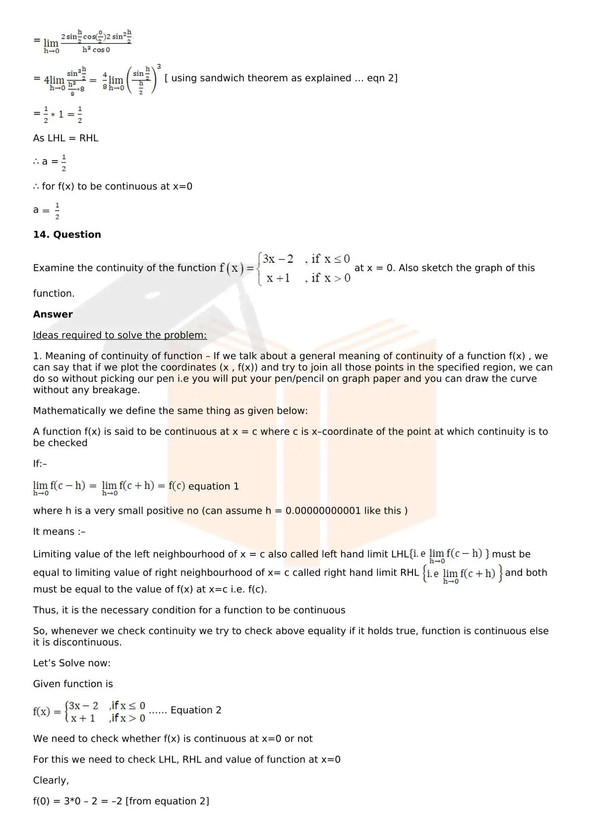 RD Sharma Solutions For Class 12 Maths Chapter 9 Continuity