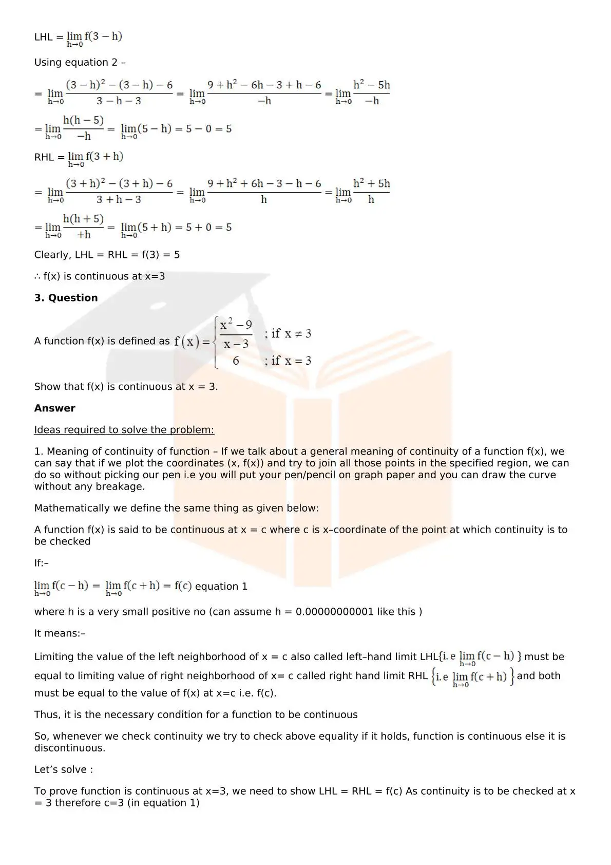 RD Sharma Solutions For Class 12 Maths Chapter 9 Continuity