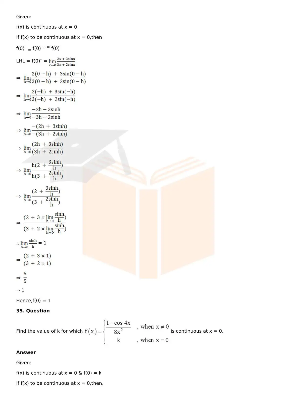 RD Sharma Solutions For Class 12 Maths Chapter 9 Continuity